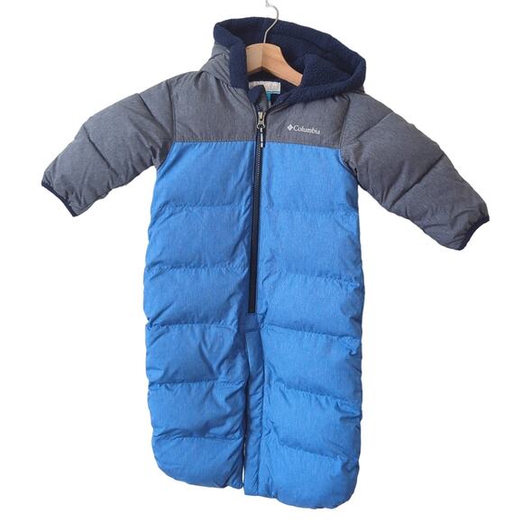 Columbia Baby Pike Lake Insulated Bunting Snowsuit Blue Hooded Winter 12-18 M